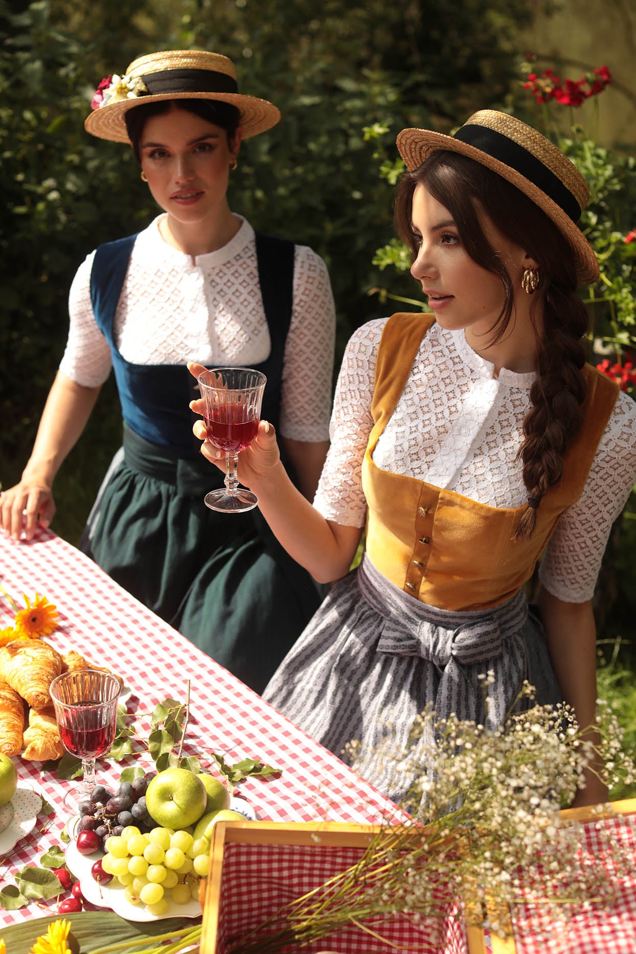 SAMT-JACQUARD DIRNDL CURRY/ ANTHRAZIT