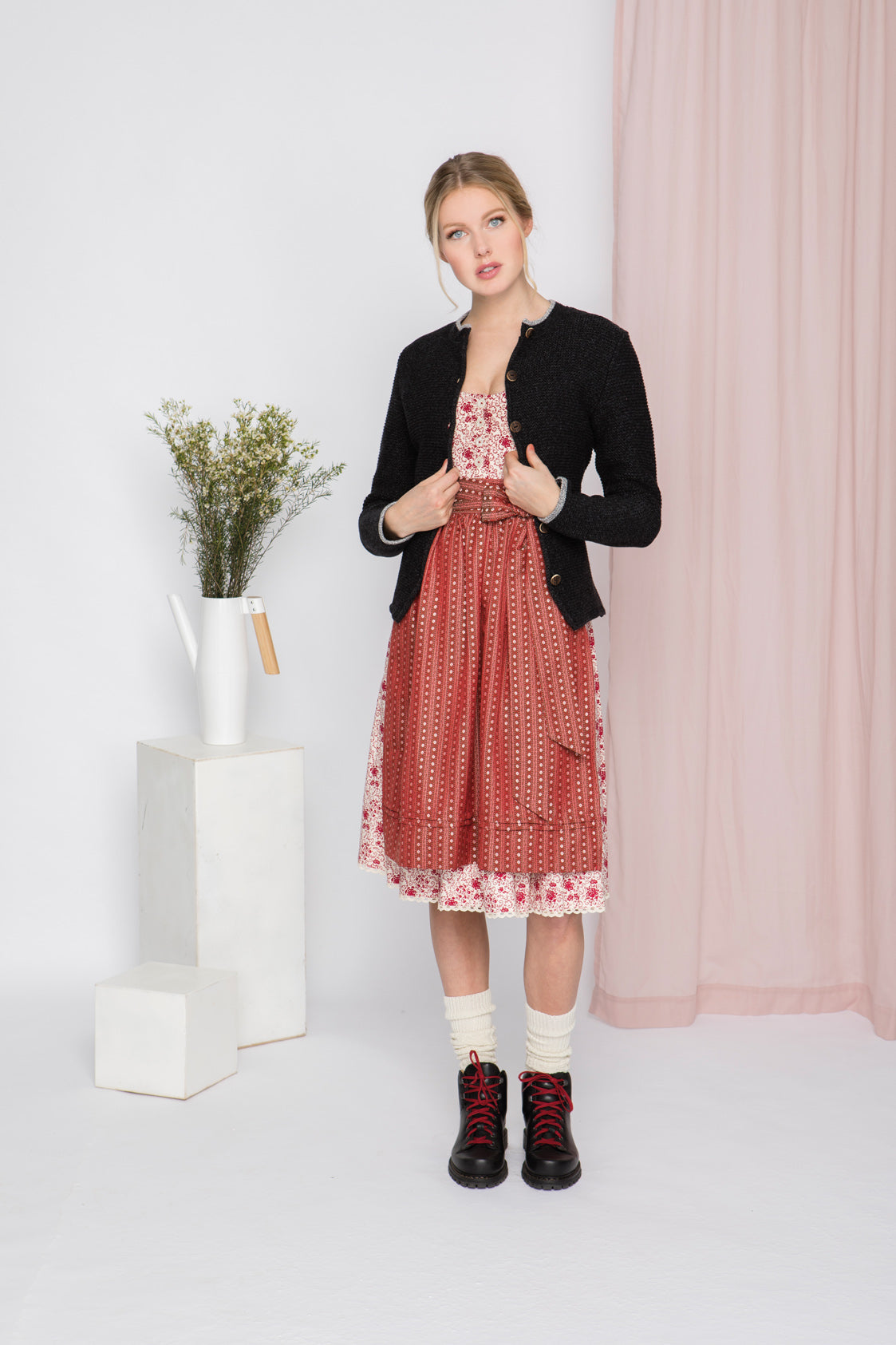 STRICKJACKE HEIDI MIT STEHKRAGEN ANTHRAZIT/GRAU