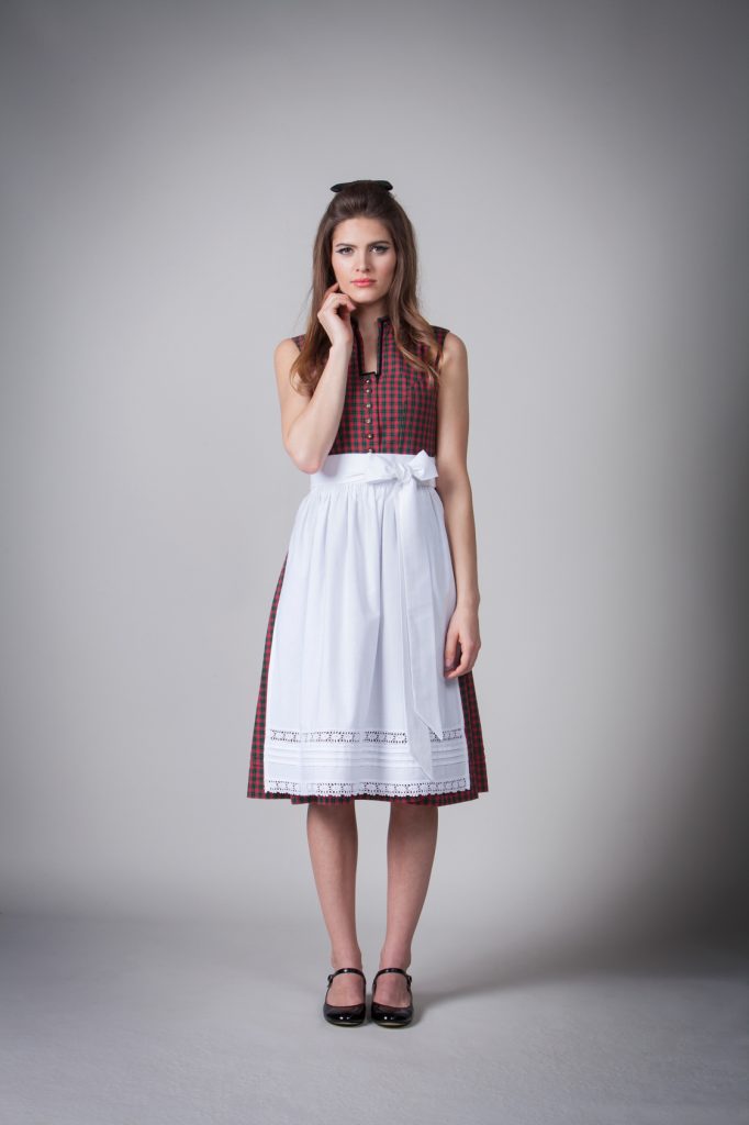 BW DIRNDL VINTAGE KARO STEHKRAGEN ROT