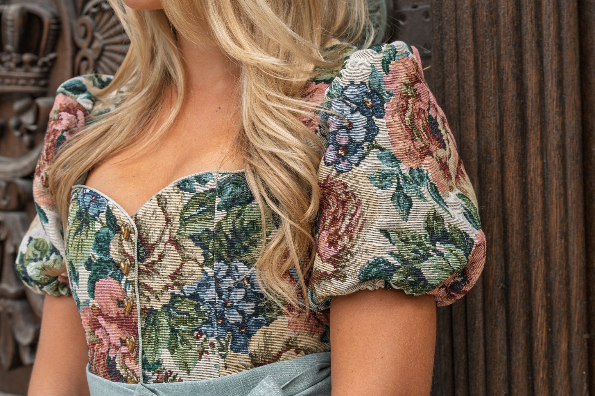 DIRNDL VINTAGE GOBELIN FLOWERS BEIGE/ LINDGRÜN - JAN&INA Trachten