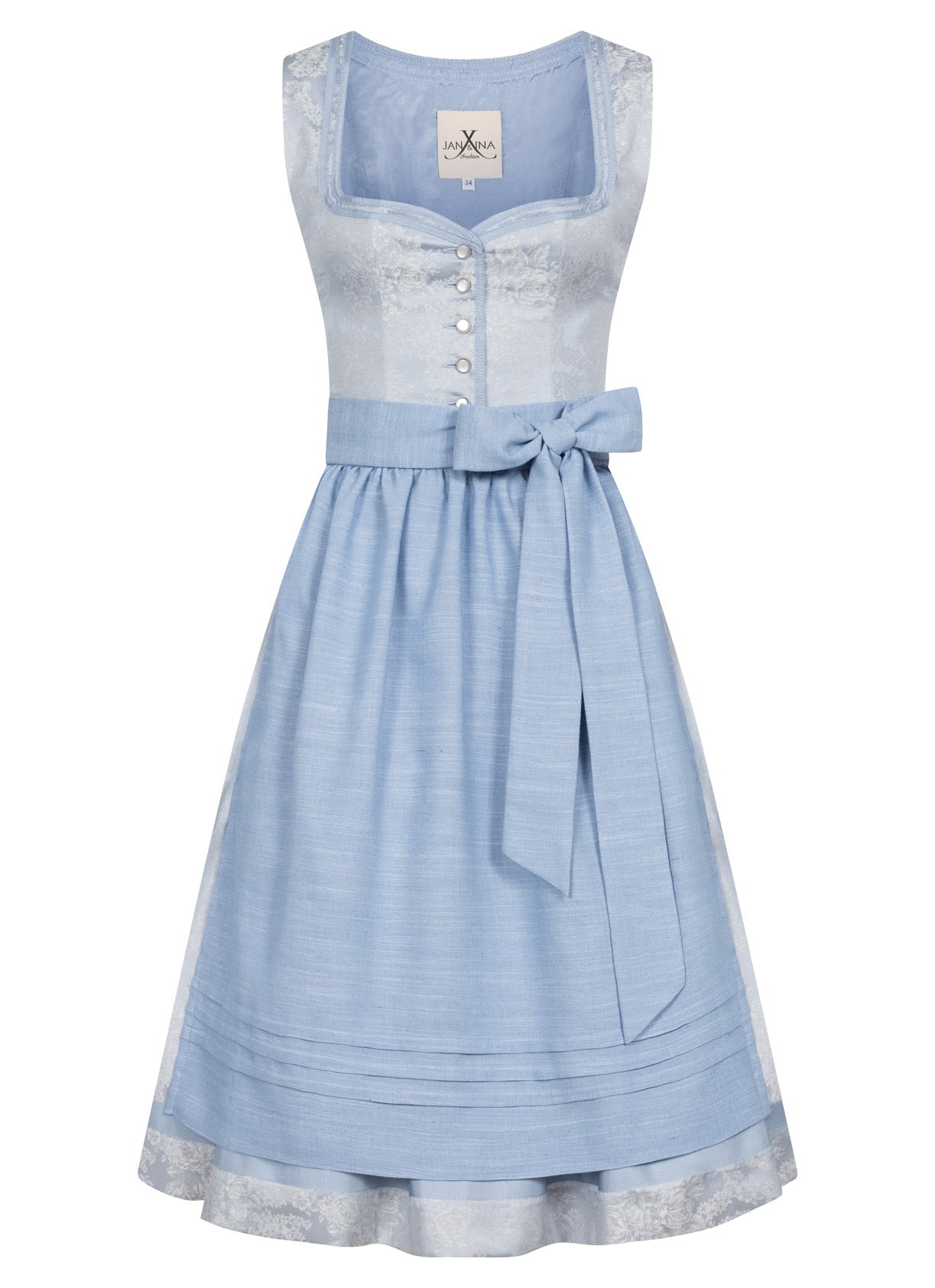 JACQUARD HOCHZEITSDIRNDL MONOCHROME FLOWERS EISBLAU