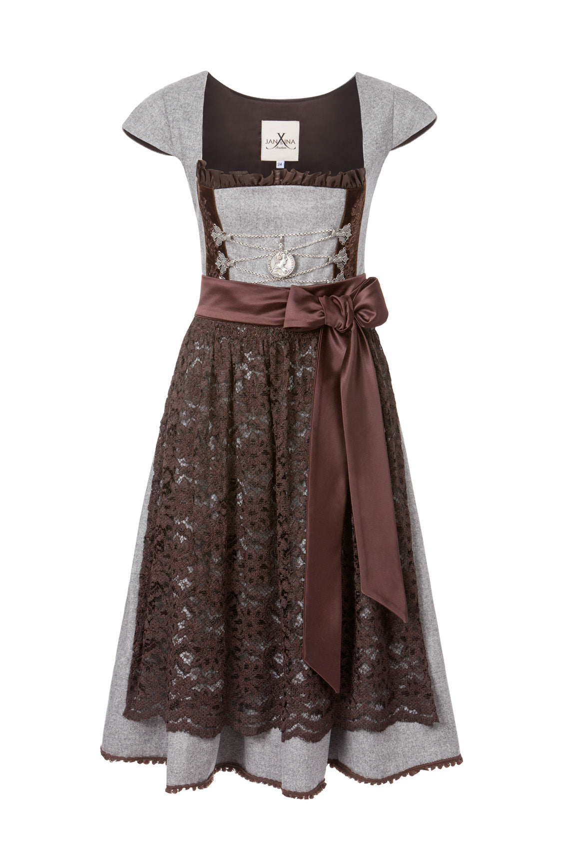 DIRNDL LODEN GRAU/BRAUN