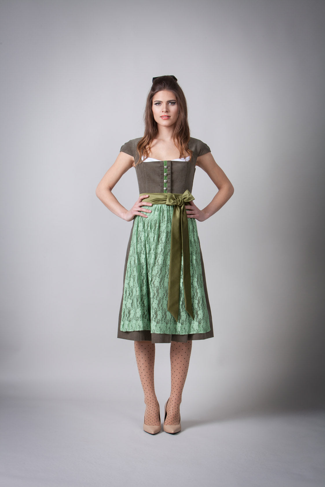 FEINCORD DIRNDL KHAKI/MINT