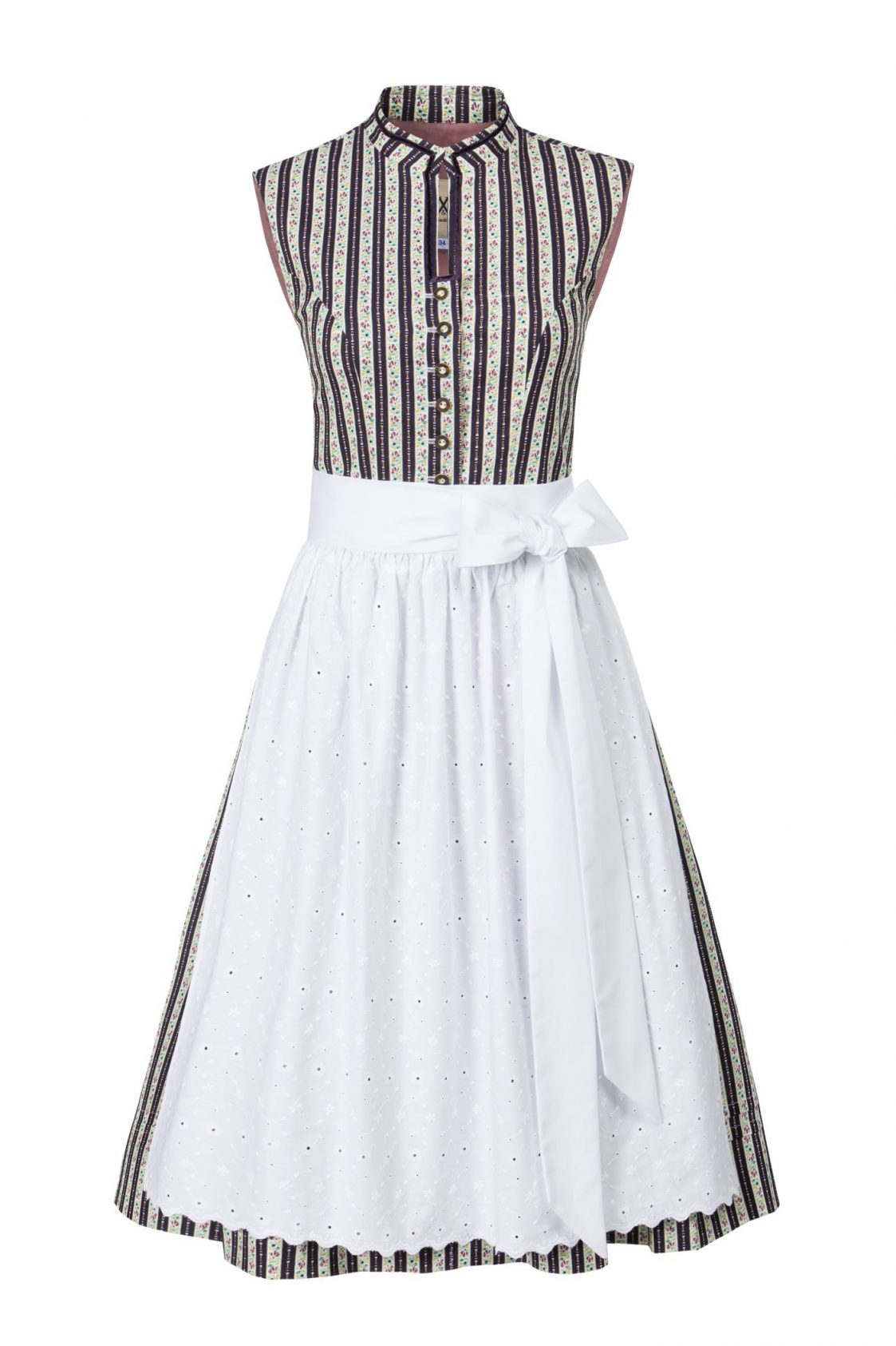 BW DIRNDL VINTAGE STEHKRAGEN STREIFEN FLORAL LILA