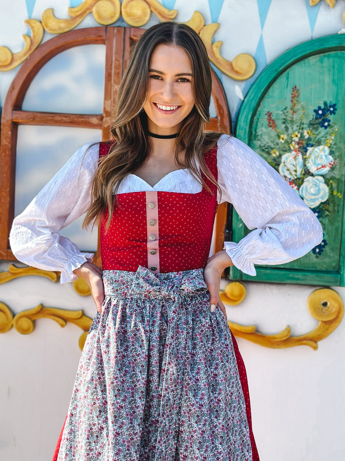 BW DIRNDL VINTAGE FLOWERS BLUTROT
