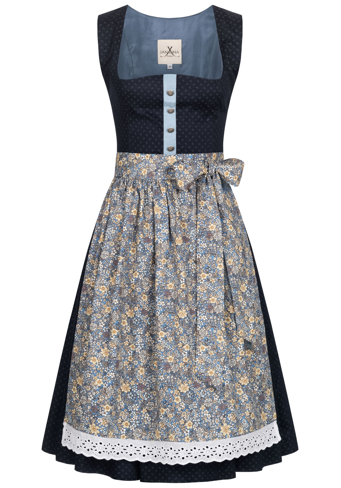 BW DIRNDL VINTAGE FLOWERS DUNKELBLAU