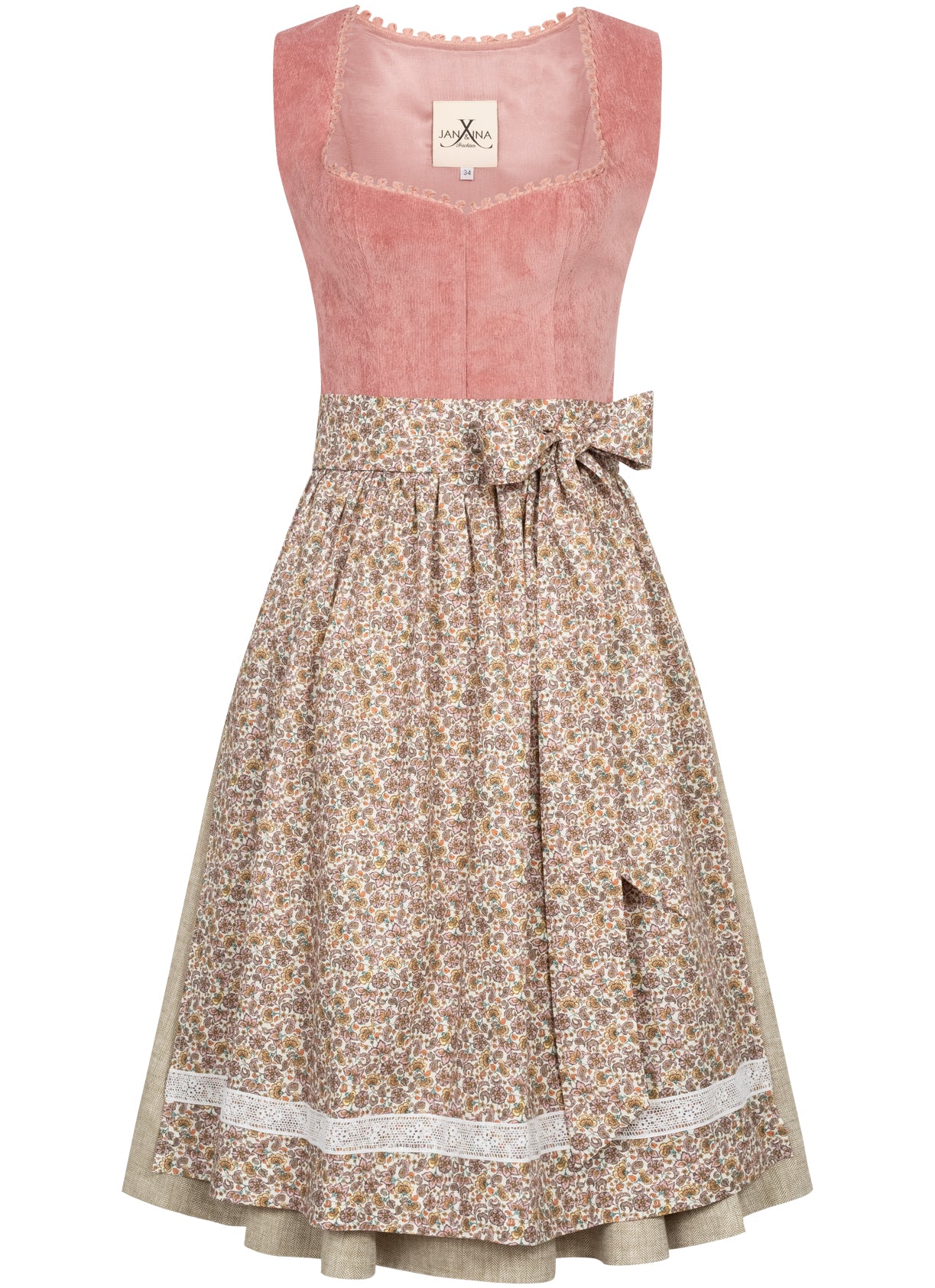 CORD DIRNDL FLORAL PAISLEY ALTROSA/ JADE