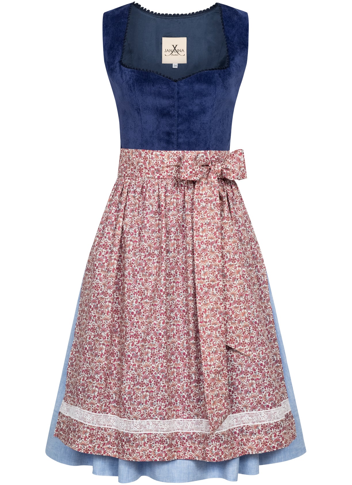 CORD DIRNDL FLORAL PAISLEY SAPHIR/ LICHTBLAU