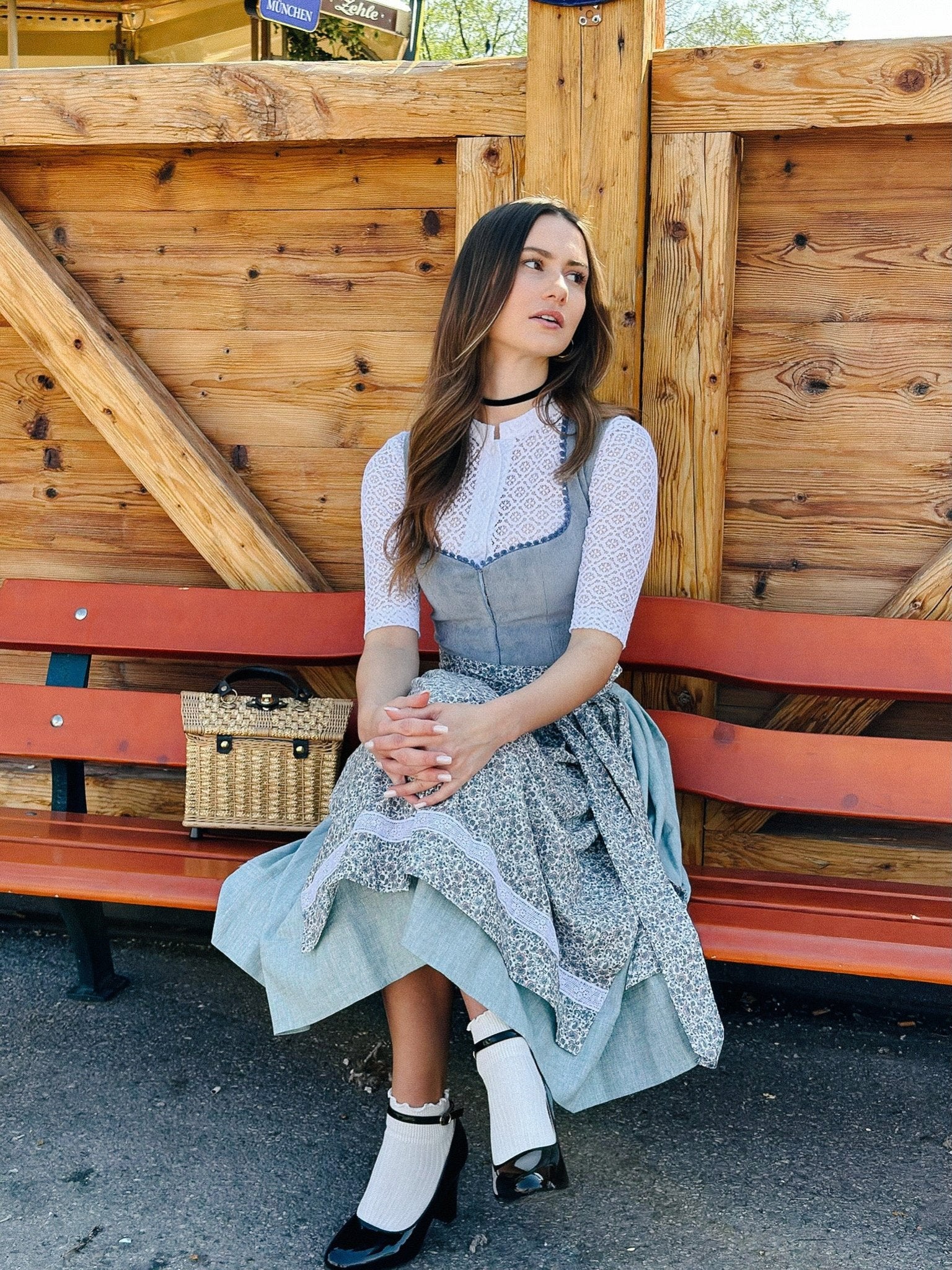 CORD DIRNDL FLORAL PAISLEY RAUCHBLAU/OZEAN - JAN&INA Trachten