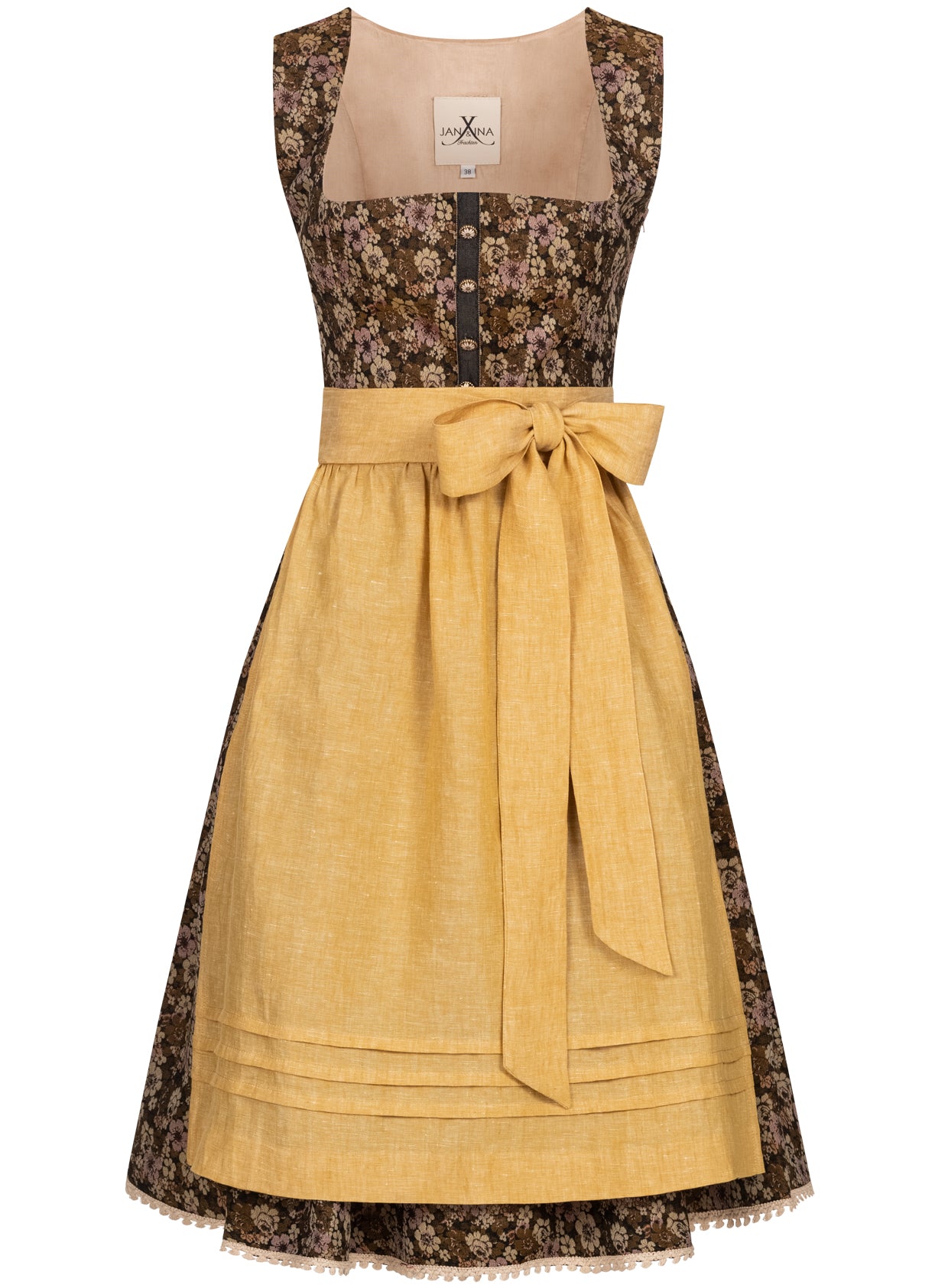 DIRNDL VINTAGE GOBELIN FLOWERS OCKER/ COGNAC