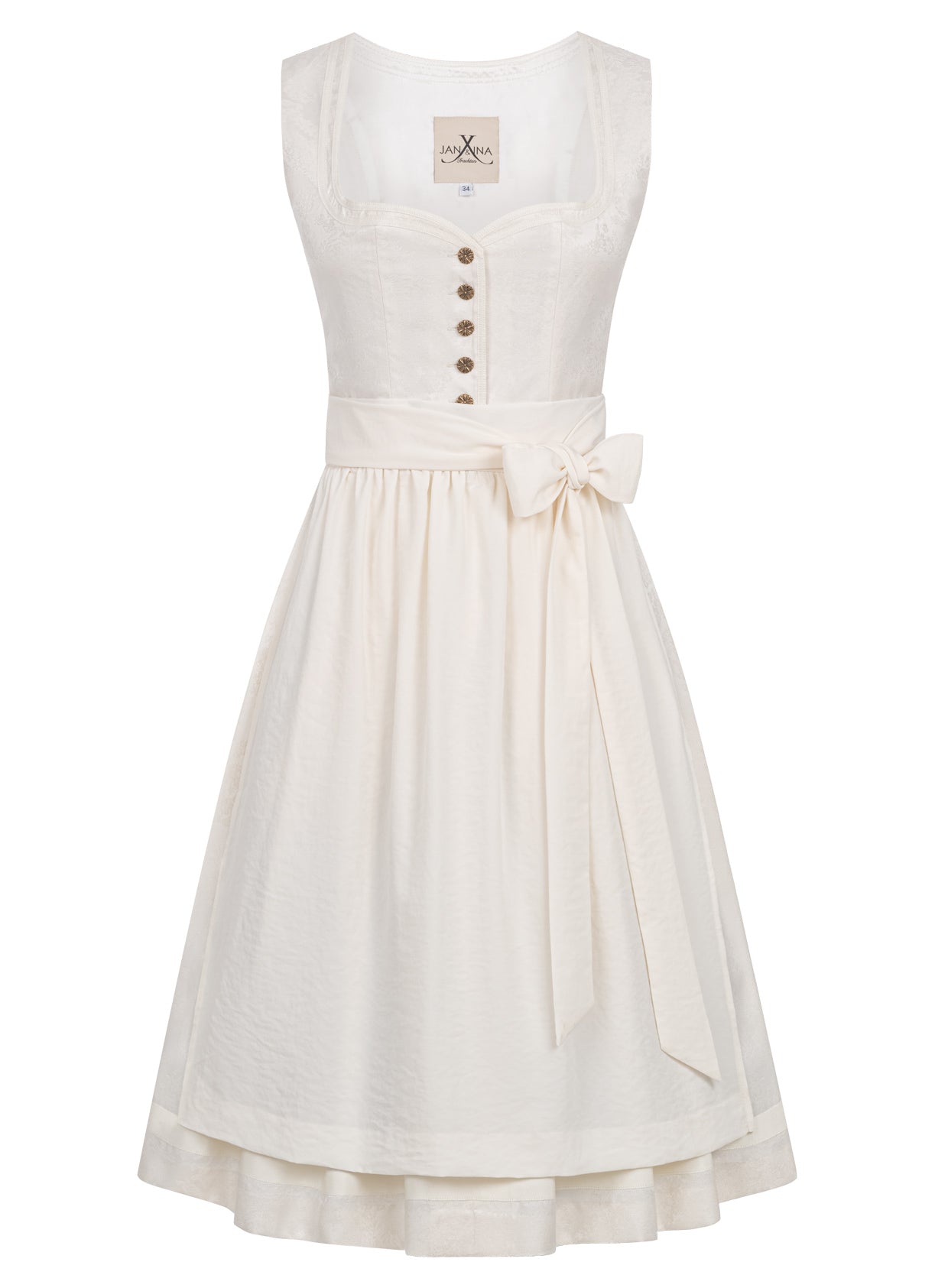 JACQUARD HOCHZEITSDIRNDL MONOCHROME FLOWERS VANILLE