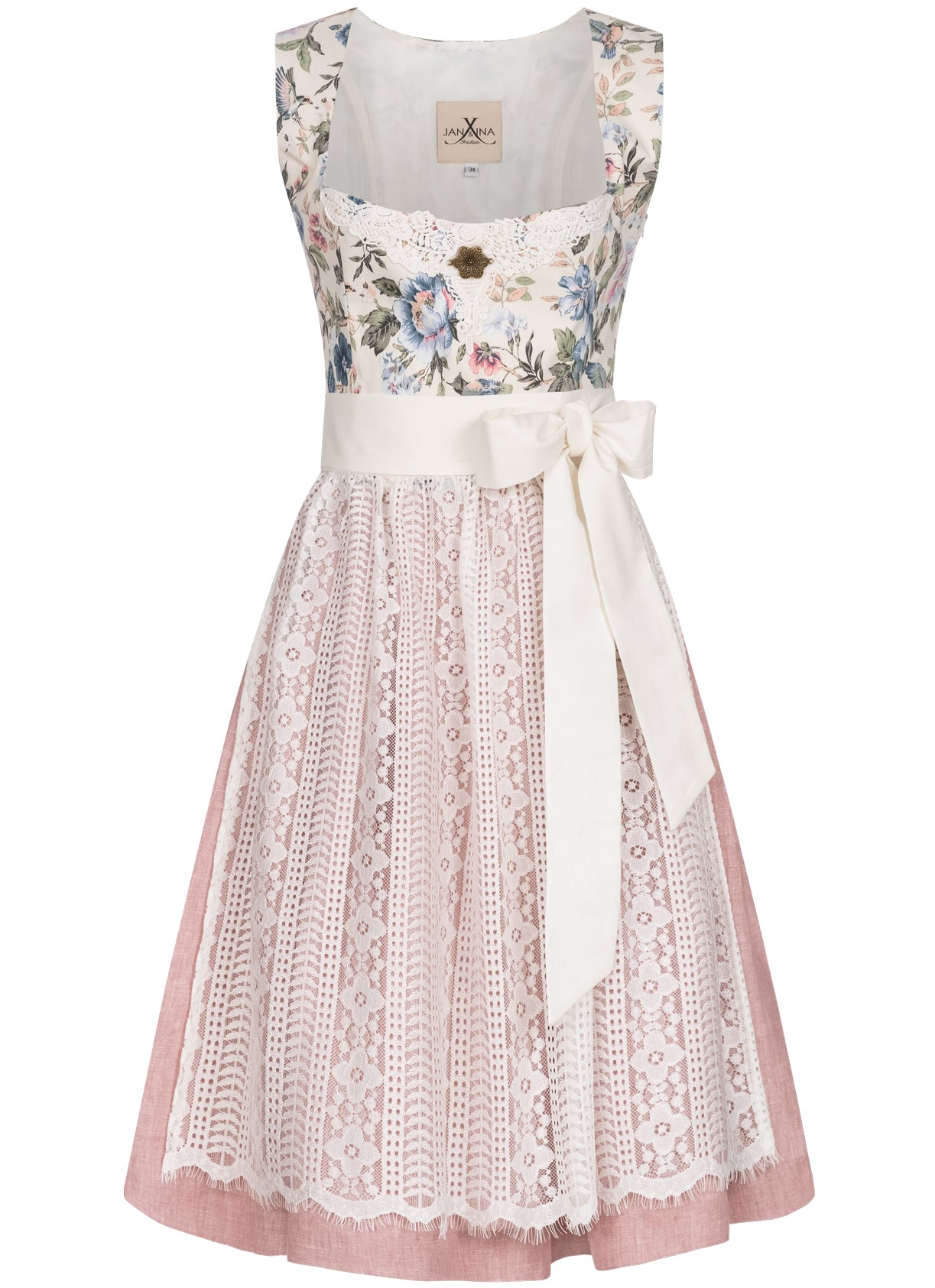 LEINEN HOCHZEITSDIRNDL OXFORD FLOWERS ELFENBEIN/ MAUVE