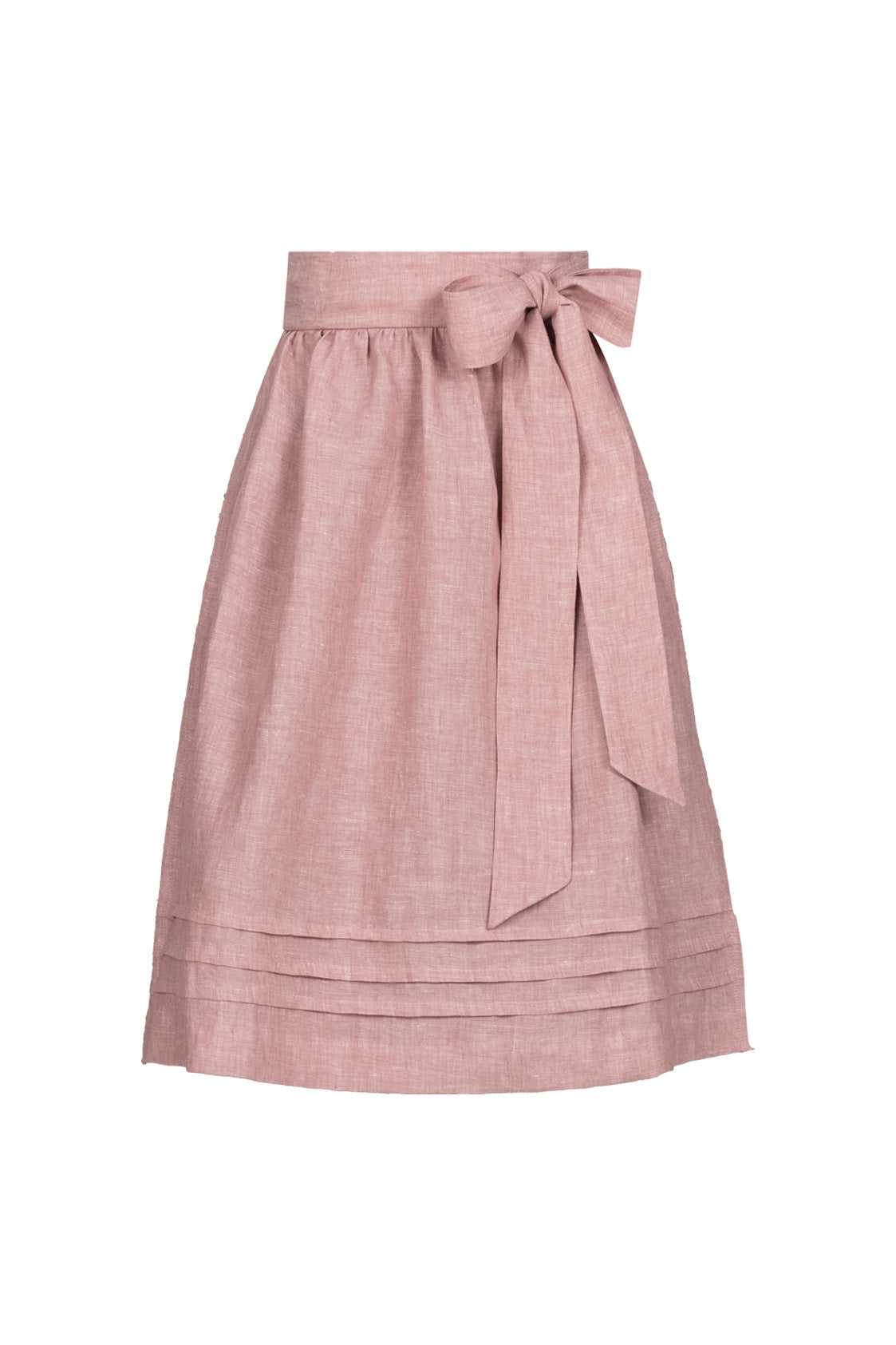 LEINENSCHÜRZE MIT BIESENDETAIL MELANGE ROSÈ