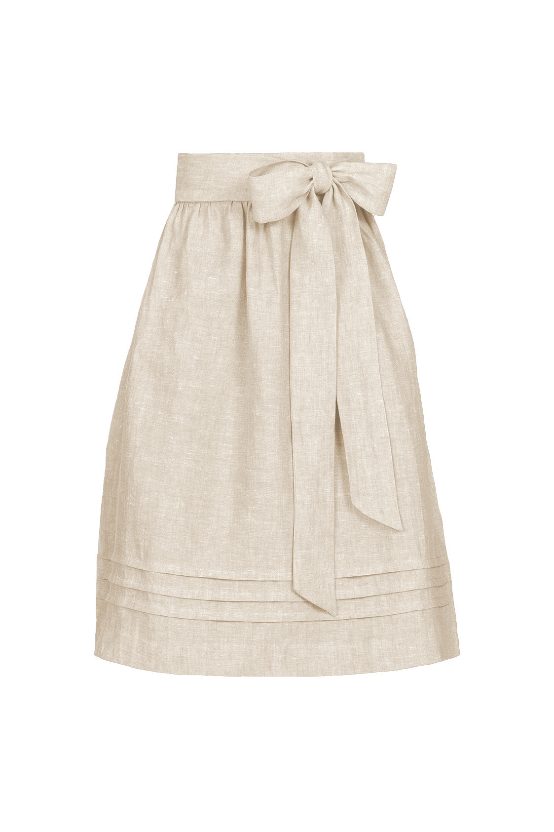 LEINENSCHÜRZE MIT BIESENDETAIL MELANGE TAUPE