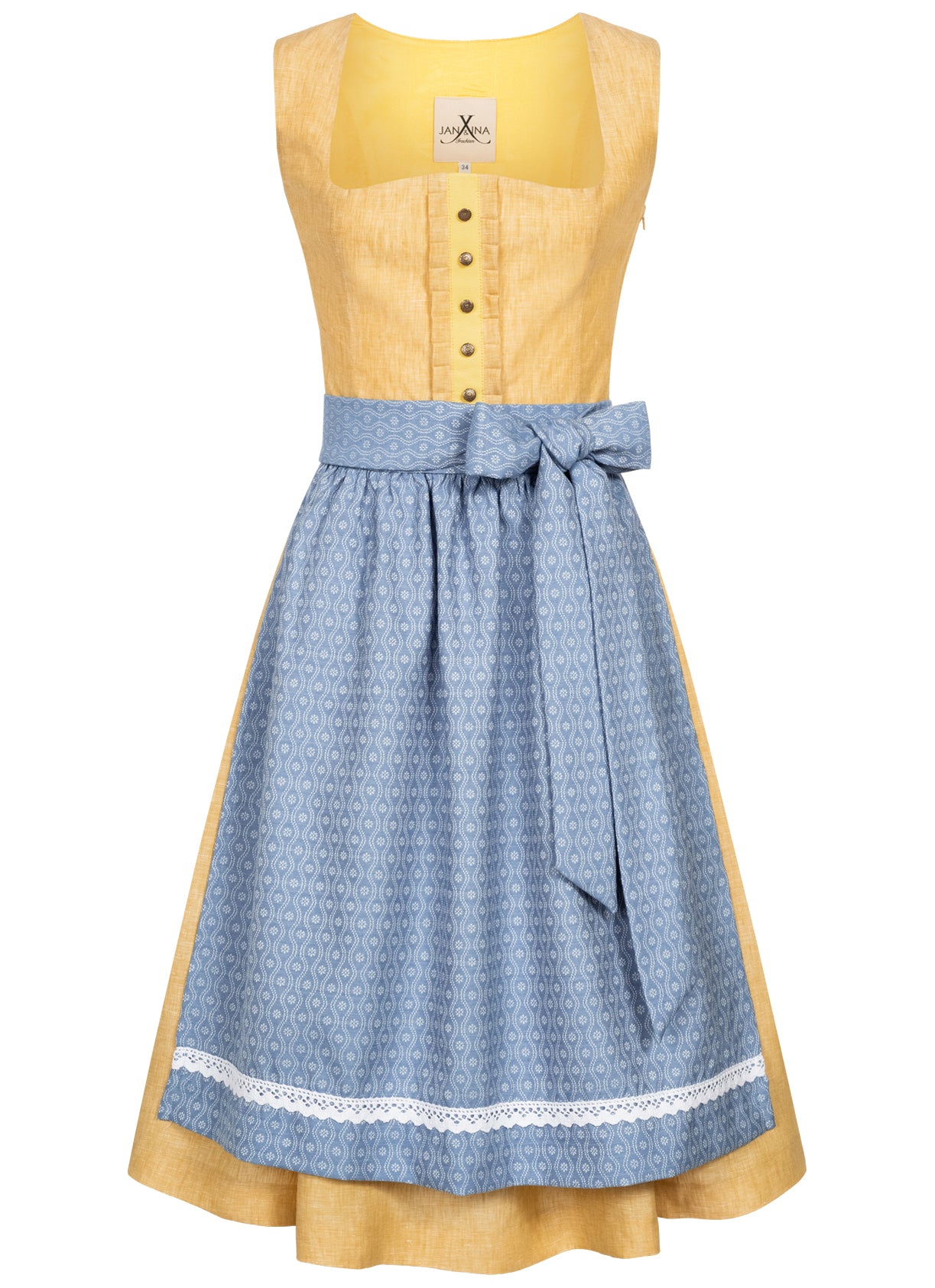 LEINEN DIRNDL TRADITIONAL GELB/ PAZIFIK