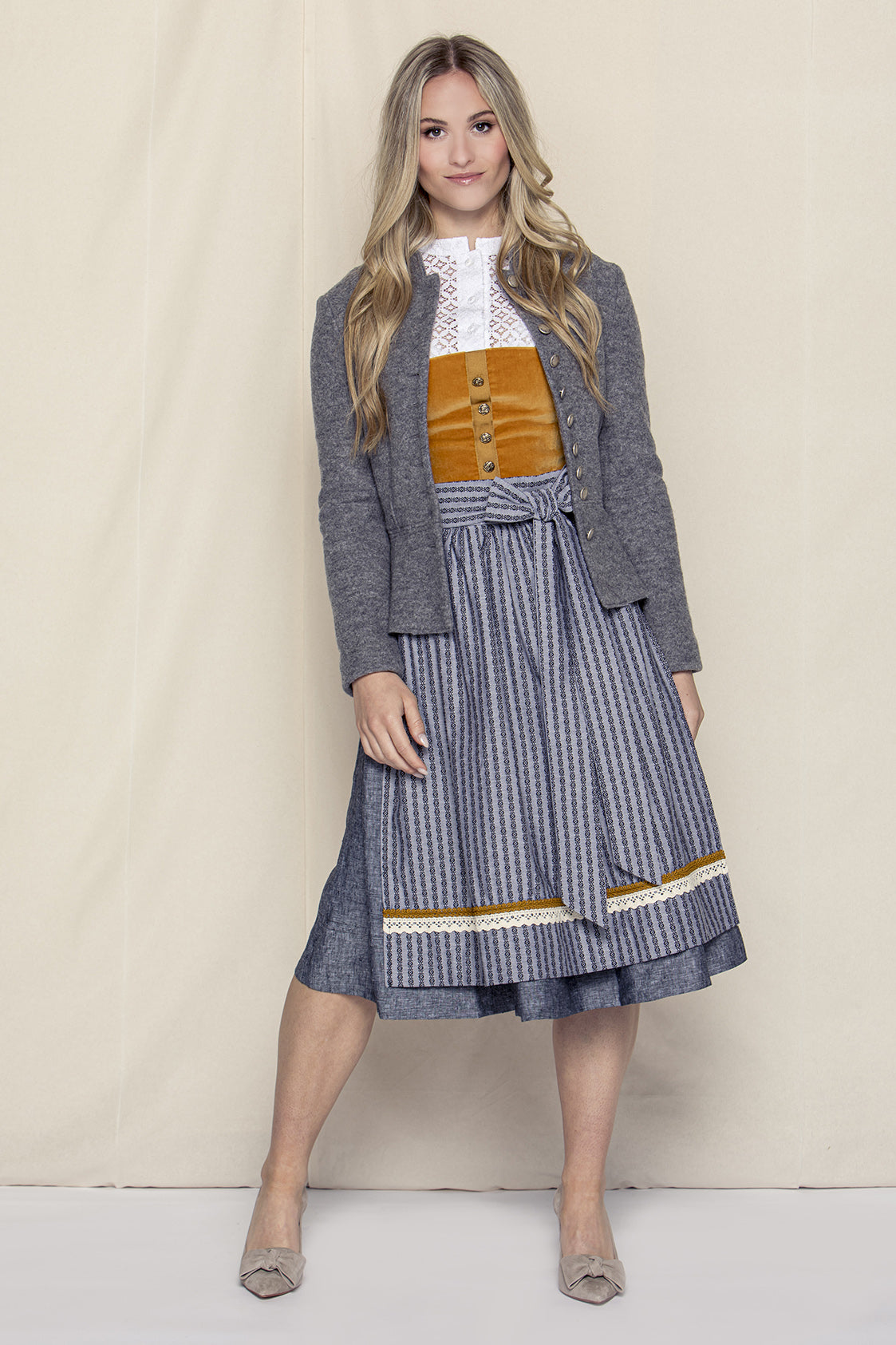 STEHKRAGEN BLAZER VINTAGE WALKLODEN ANTHRAZIT