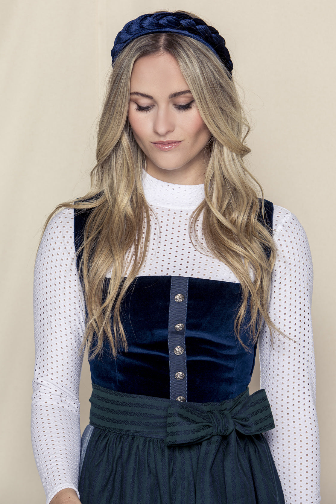 DIRNDLBLUSE STRETCH EYELET LOVE LANGARM WEISS