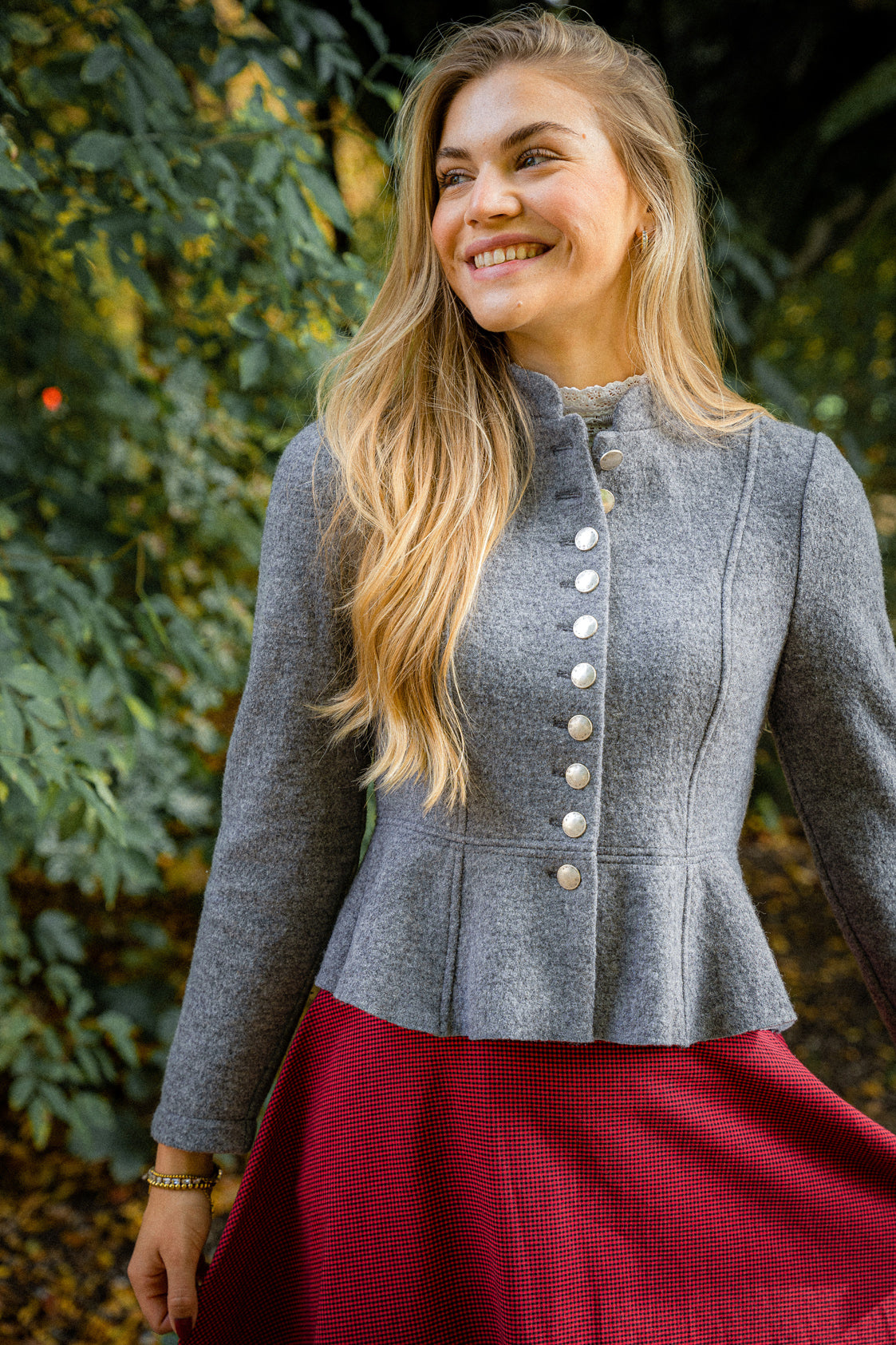 STEHKRAGEN BLAZER VINTAGE WALKLODEN ANTHRAZIT