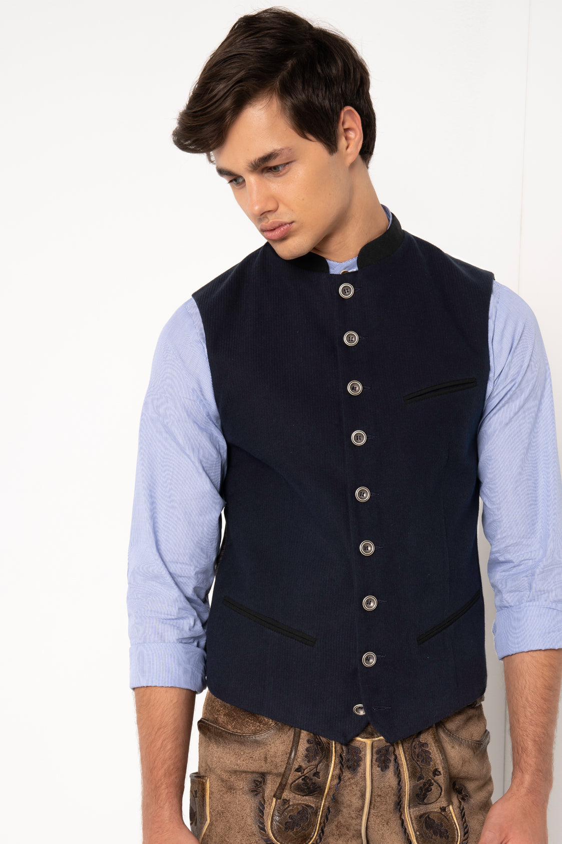 TRACHTENHEMD SLIMFIT NADELSTREIFEN BLAU