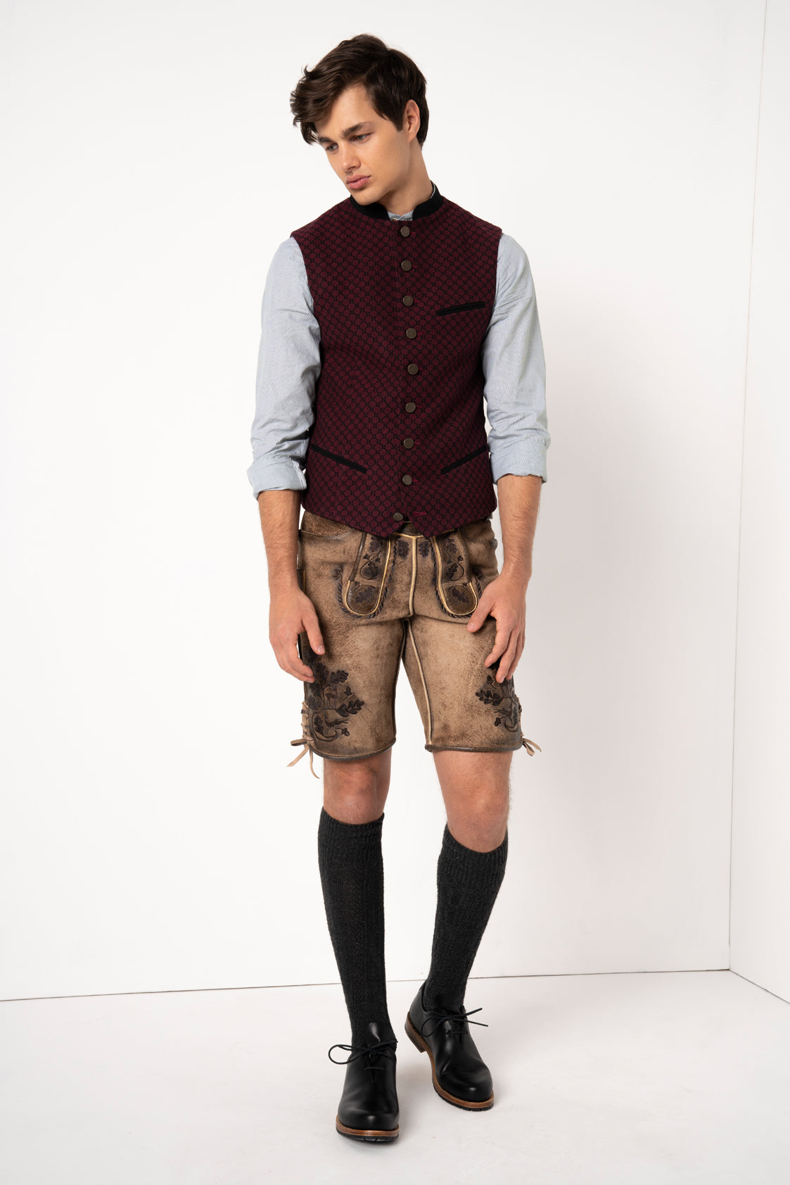 TRACHTENHEMD SLIMFIT NADELSTREIFEN CREME/ GRAU