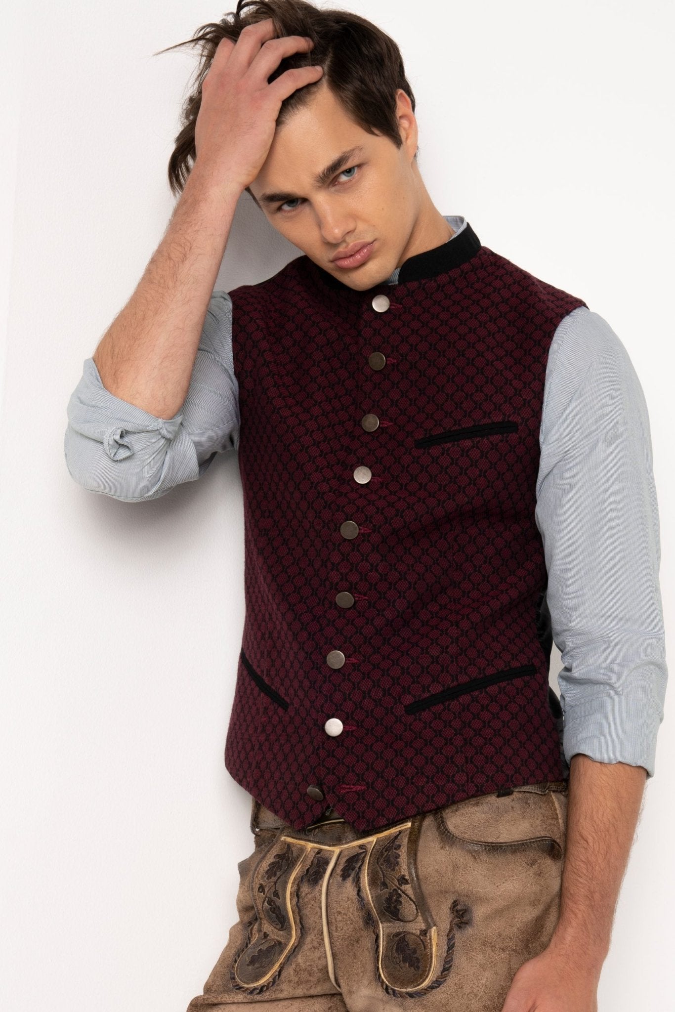 TRACHTENWESTE STEHKRAGEN OCTAGON ZIEGELROT - JAN&INA Trachten