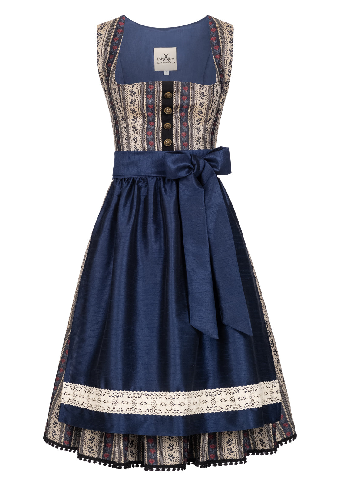 DIRNDL VINTAGE GOBELIN FLORAL STRIPES SCHWARZ