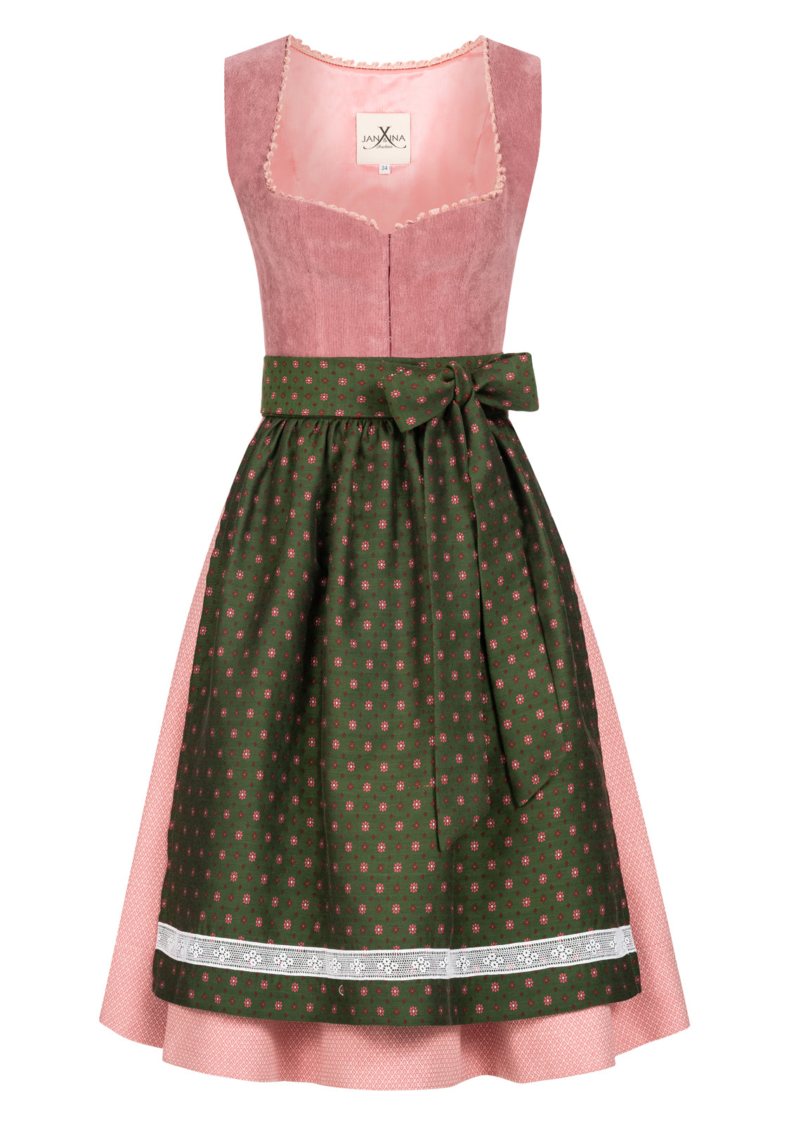 CORD DIRNDL FLORAL DOTS HUMMER/WALDGRUEN