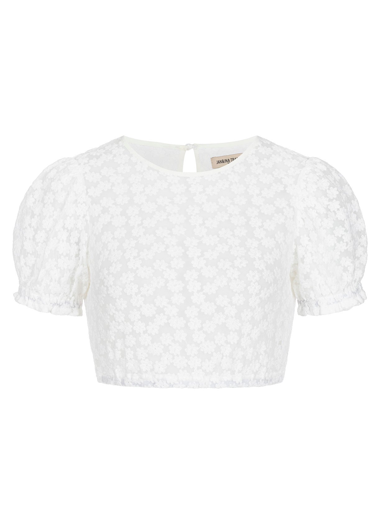 DIRNDLBLUSE STRETCH FLOWER MESH PUFFÄRMEL OFFWHITE