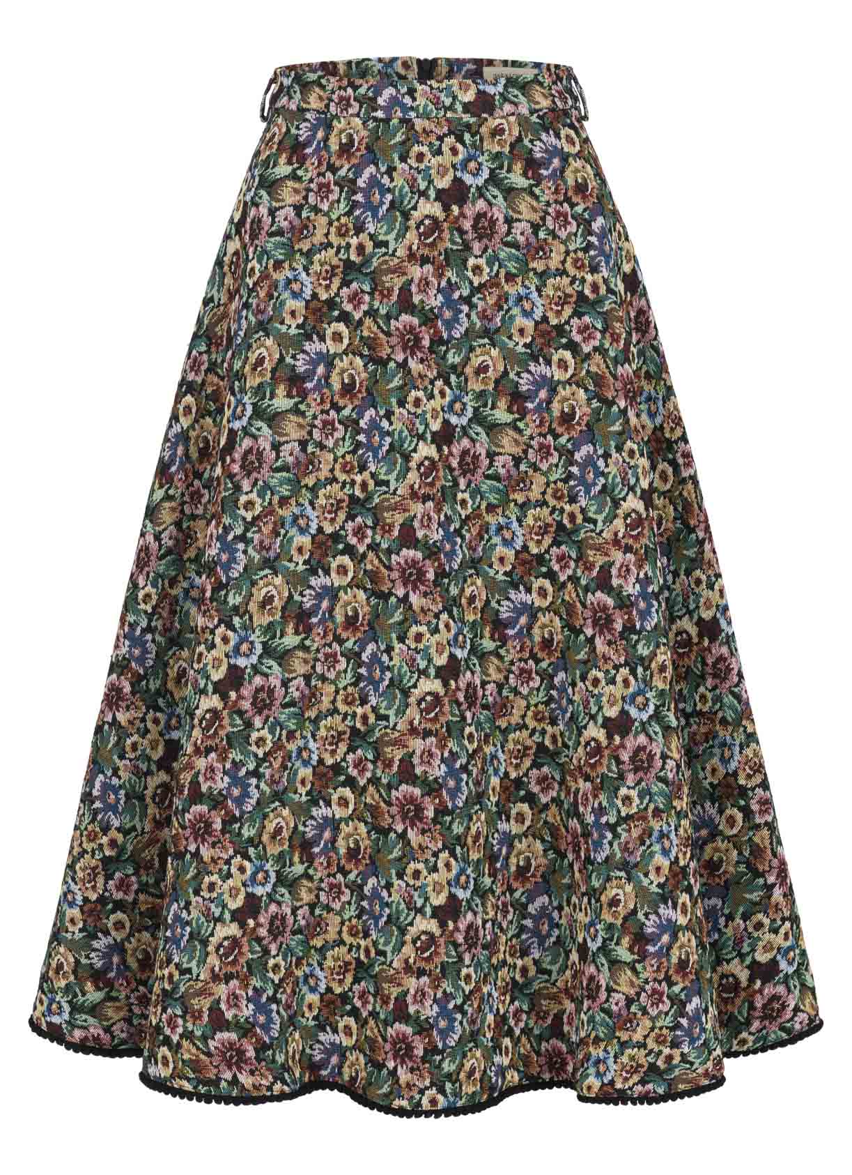 TRACHTENROCK GOBELIN FLOWERS SCHWARZ