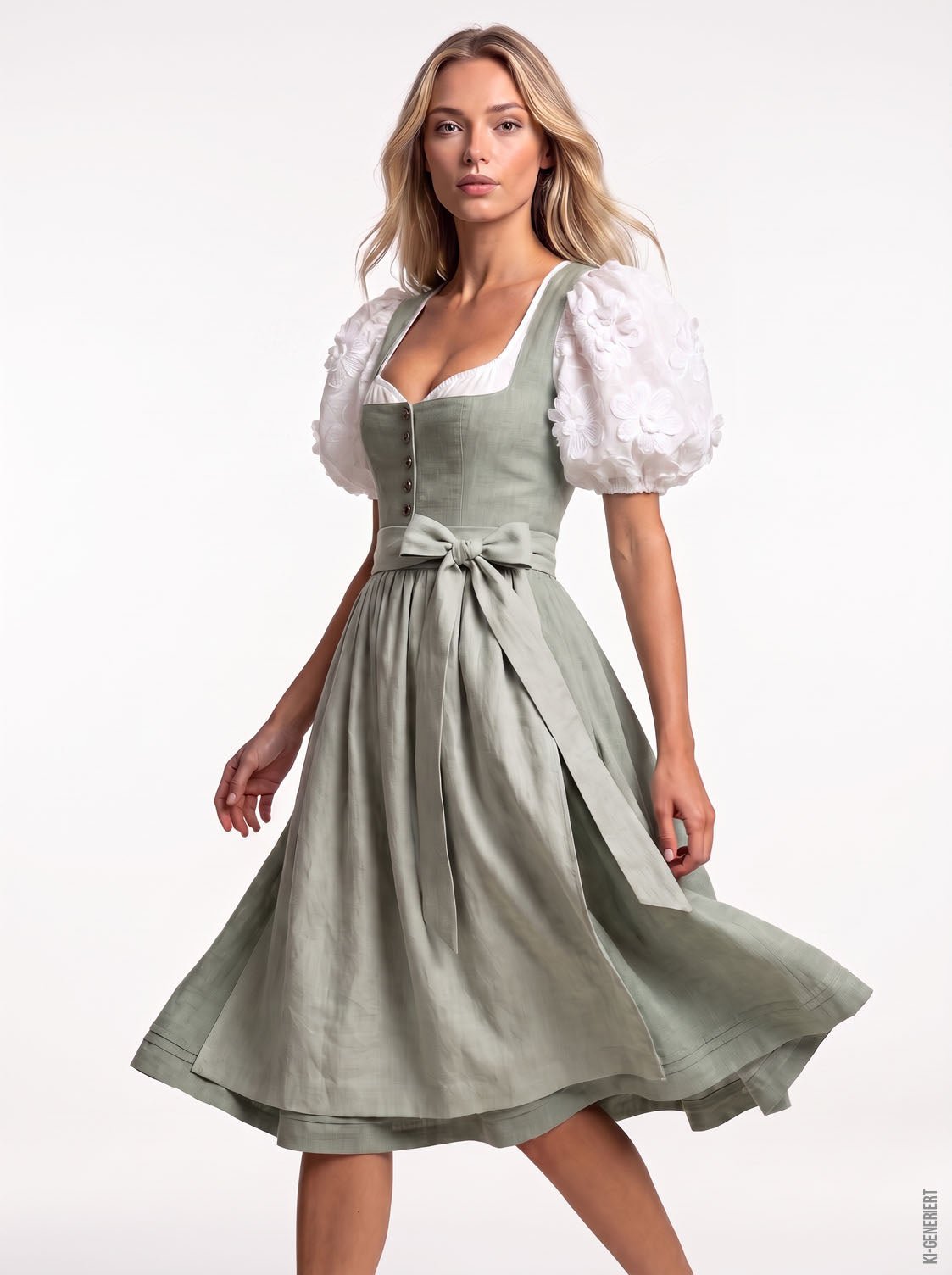 LEINEN DIRNDL MONOCHROME TRADITION SALBEIGRÜN - JAN&INA Trachten