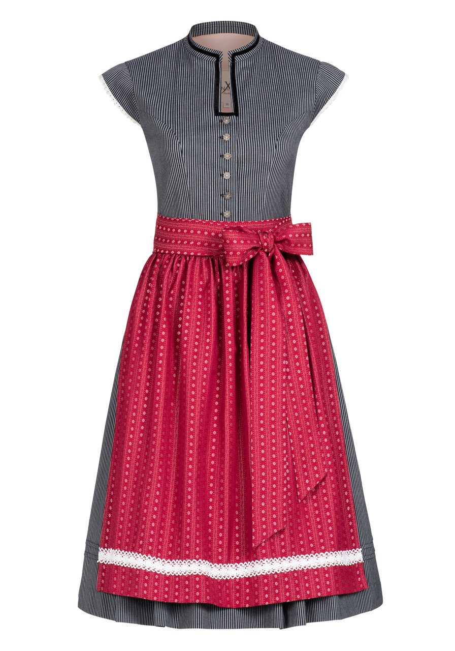 BW DIRNDLKLEID FLORAL STRIPES SCHWARZ/ROT