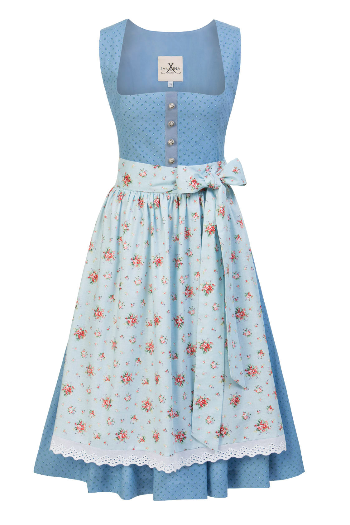 BW DIRNDL VINTAGE FLOWERS PASTELLBLAU