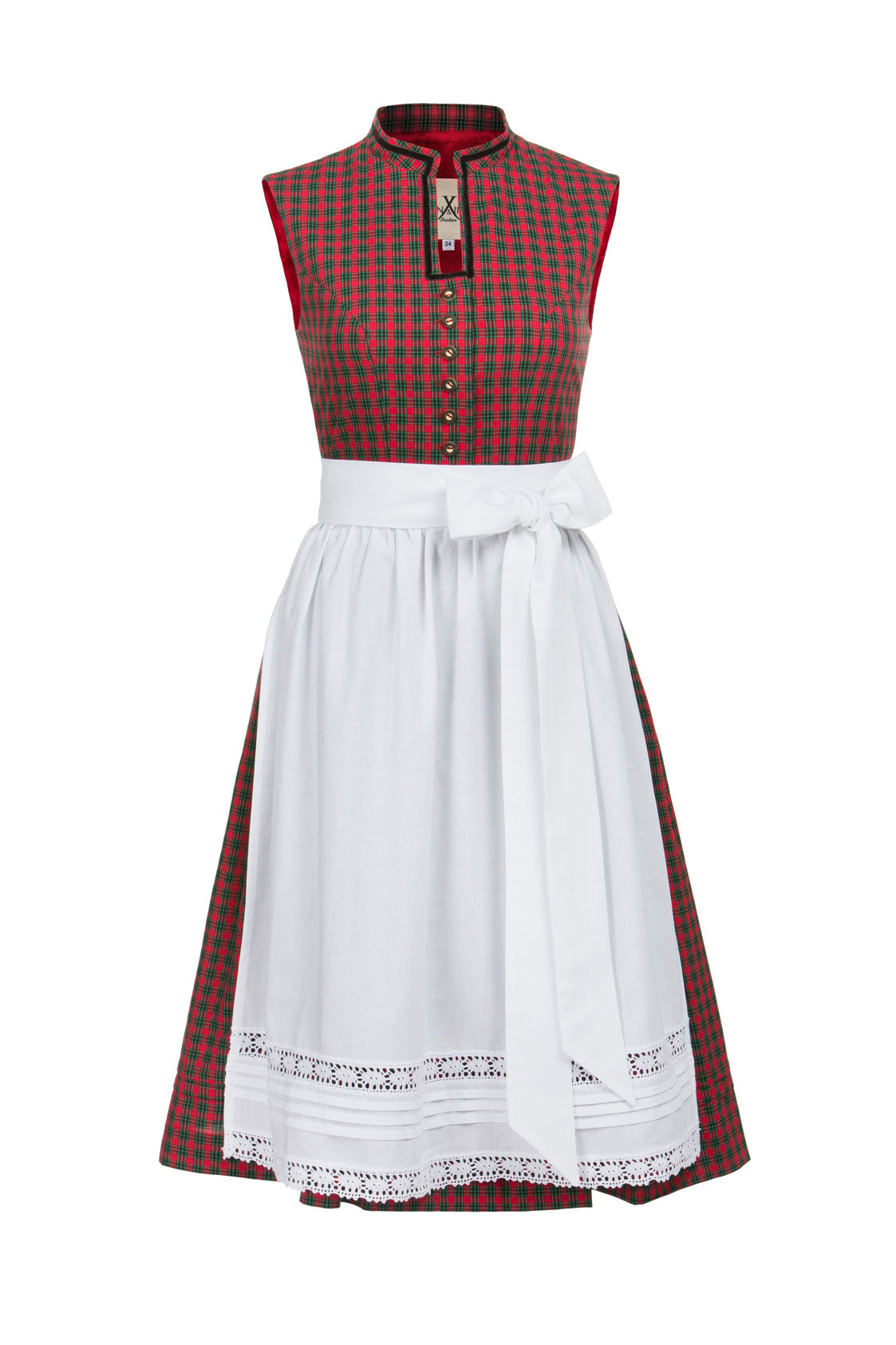 BW DIRNDL VINTAGE KARO STEHKRAGEN ROT