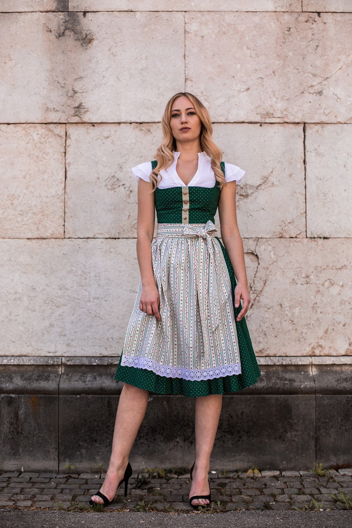 BW DIRNDL VINTAGE FLOWERS MOOSGRÜN