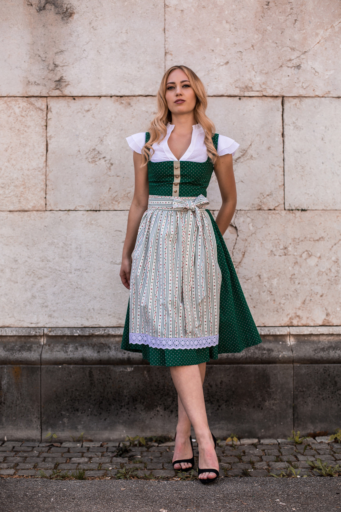 BW DIRNDL VINTAGE FLOWERS MOOSGRÜN