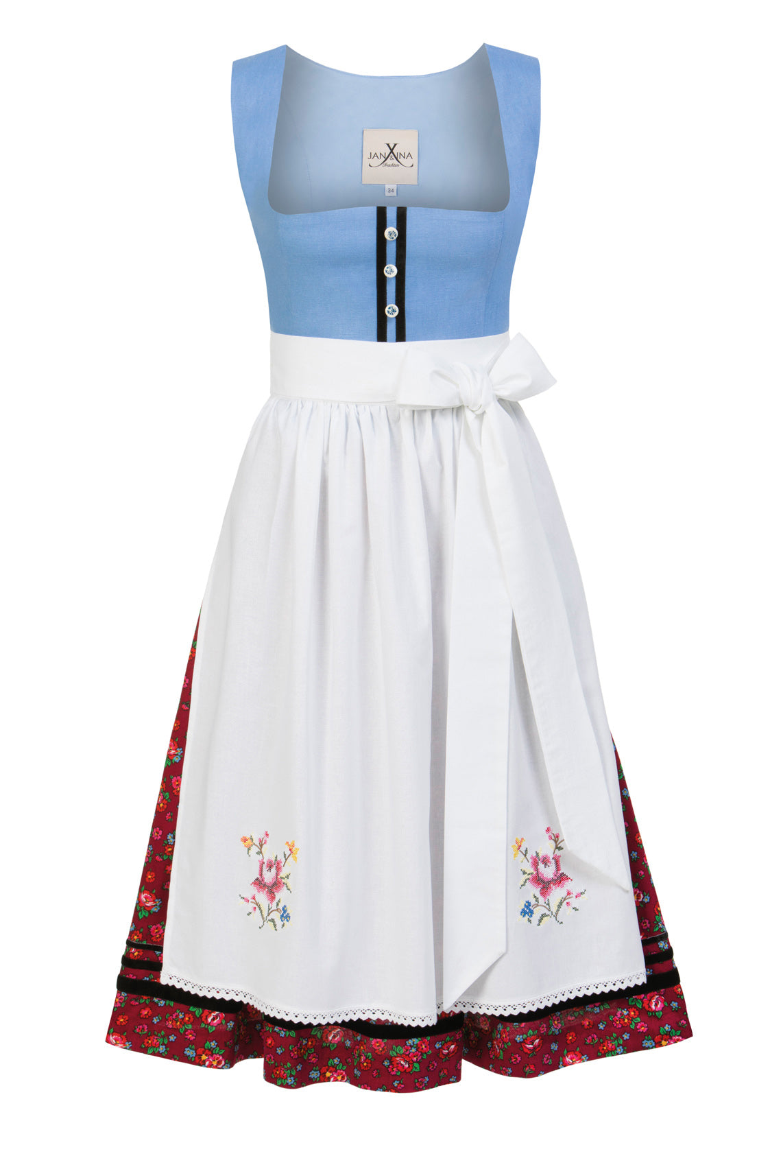 LEINEN DIRNDL MATRIOSHKA HELLBLAU