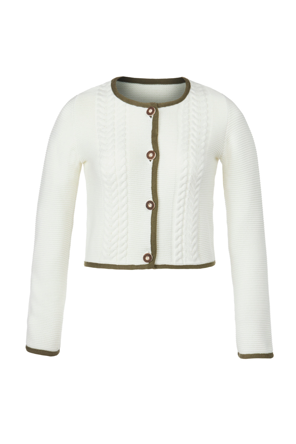 STRICKJÄCKCHEN TRADITIONAL CREME/OLIV