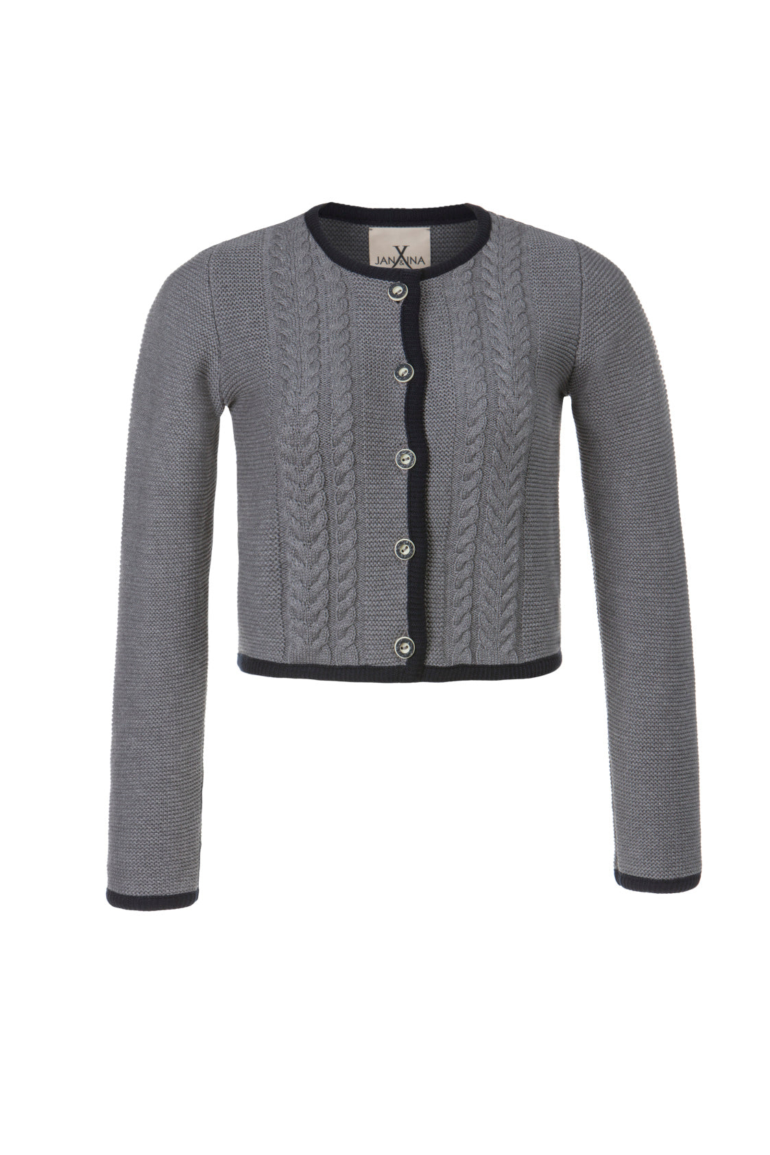 STRICKJACKE TRADITIONAL GRAU MELANGE/NAVY