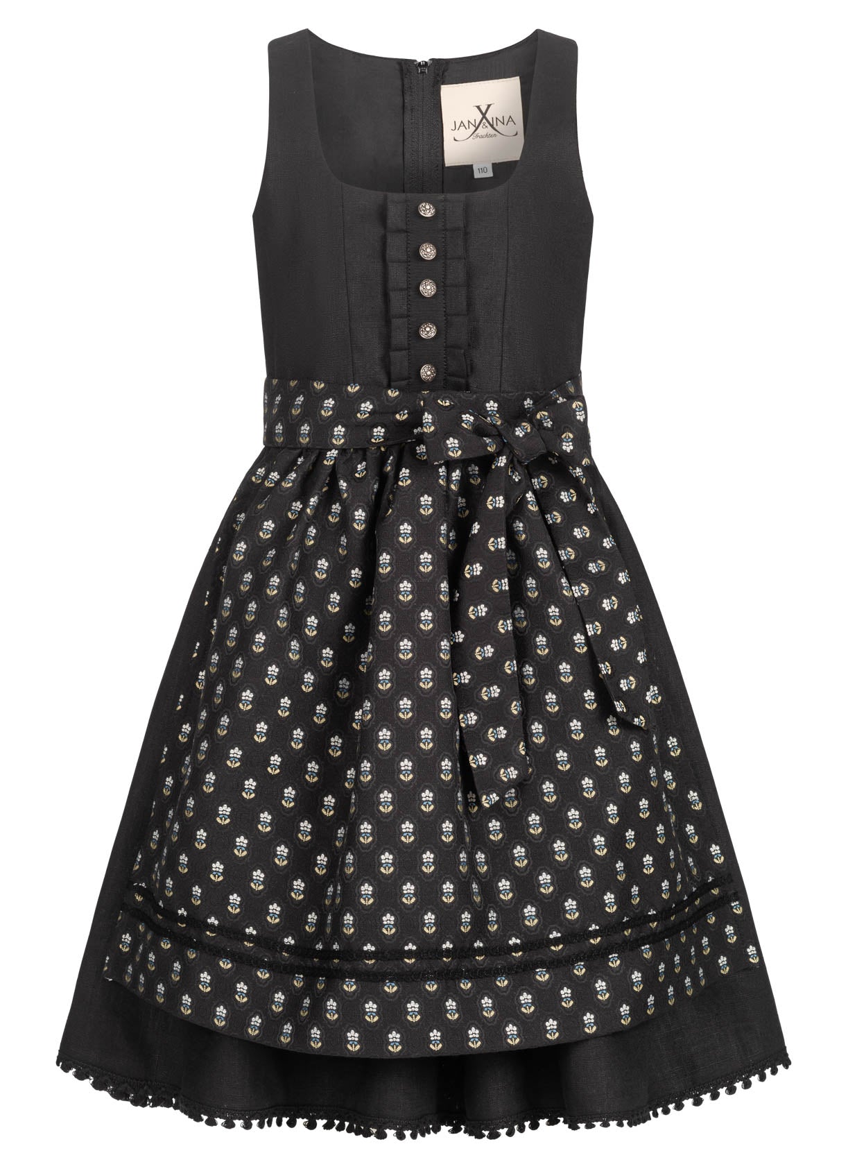 KINDER LEINEN DIRNDL MÜNCHNER KINDL SCHWARZ