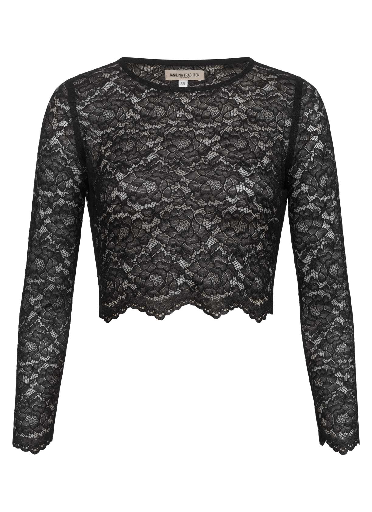 SPITZENOBERTEIL STRETCH FLORALS SCHWARZ