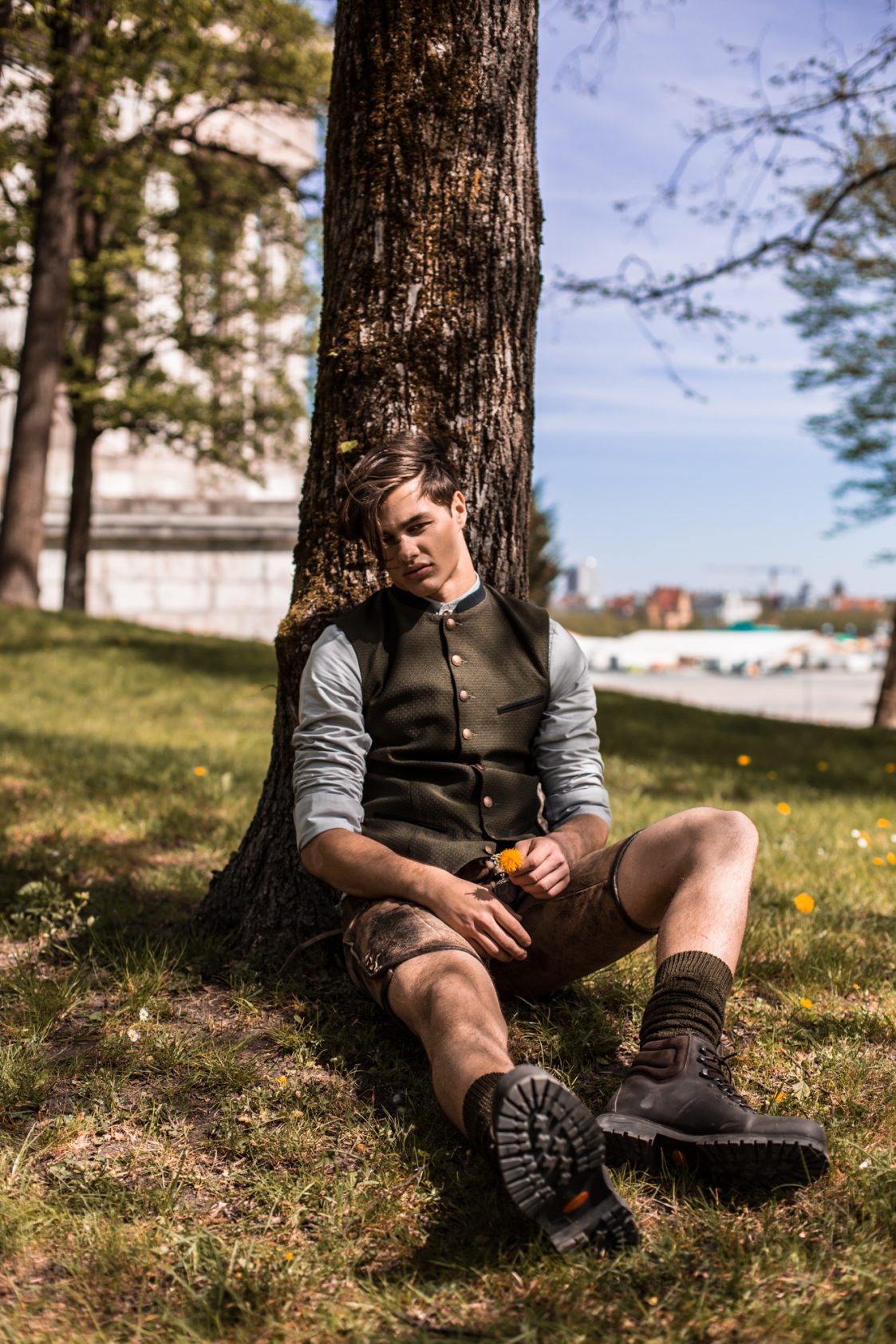 TRACHTENHEMD SLIMFIT OXFORD SILBERGRAU